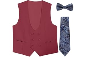 SZZMMER Boys Vest Double Breasted Suit Vest for Boy Formal Casual Western Wedding Waistcoat and Tie