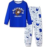 Mikrdoo Boys Pajamas Set for Kids 2 Piece Long Sleeve Soft Cozy Sleepwear Stretch Fashion Pjs for Big Boys Size 6-16 Years