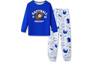 Mikrdoo Boys Pajamas Set for Kids 2 Piece Long Sleeve Soft Cozy Sleepwear Stretch Fashion Pjs for Big Boys Size 6-16 Years