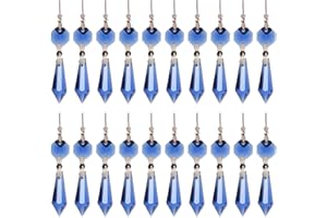 longsheng 20pcs 38mm Replacement Blue Chandelier Icicle Crystal Prisms Octogan Crystal Bead for Lamp Decoration
