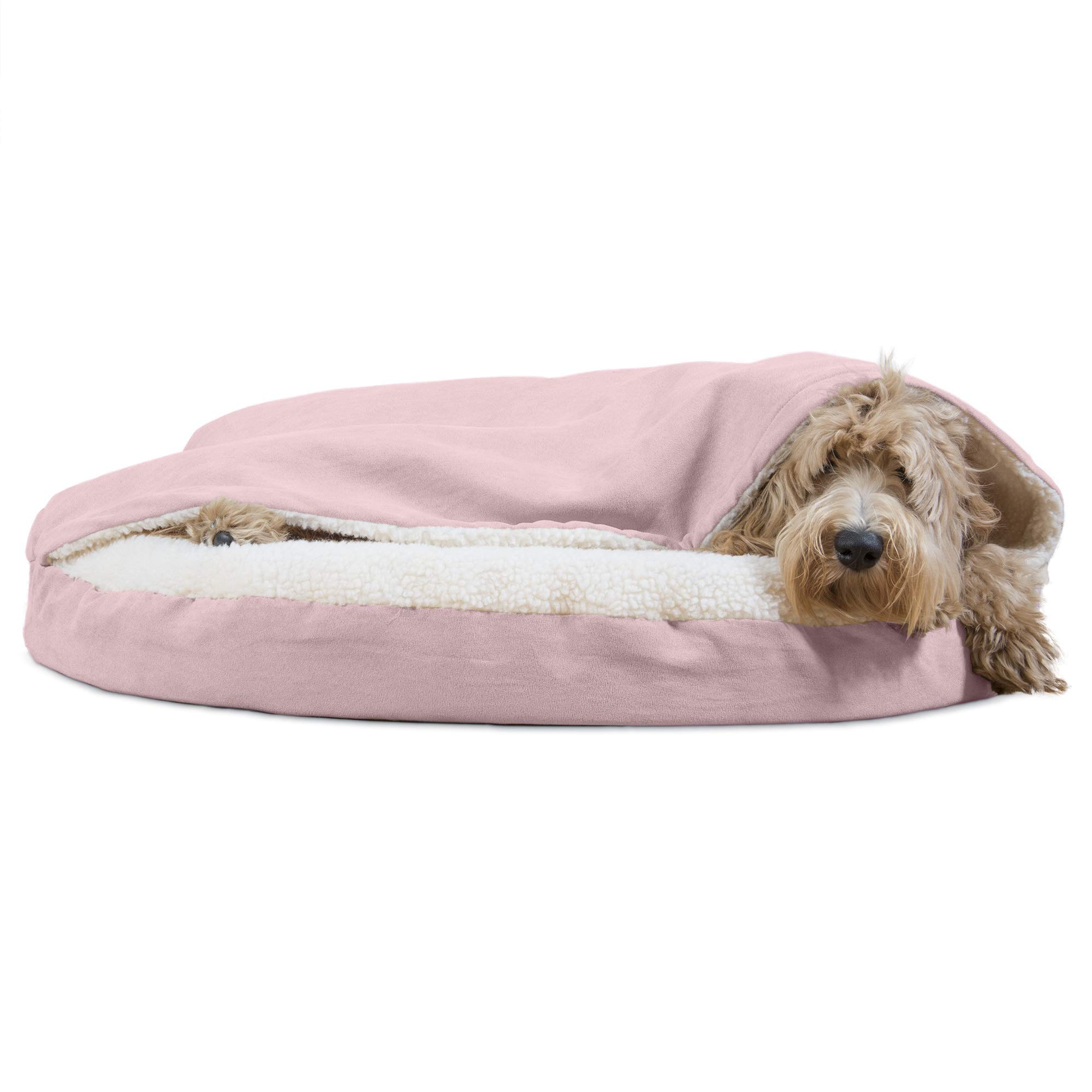 Furhaven Pet Dog Bed | Therapeutic Round Cuddle Nest Snuggery Burrow Blanket Pet Bed w/ Removable Cover for Dogs & Cats - Available in Multiple Colors & Styles