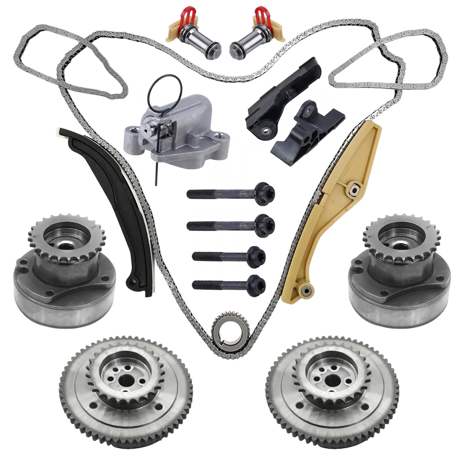 Photo 1 of *Box Damaged* 90738S Timing Chain Kit With VVT Cam Phaser Compatible with Ford Edge Explore LT 3.3L/3.5L/3.7L Replacement AT4Z6L266B,AT4Z6K254A
