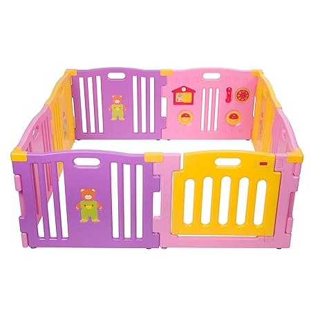 Mcc® Laufgitter, Laufstall in rosa, 8-seitig, Plastik, faltbar, NEU !