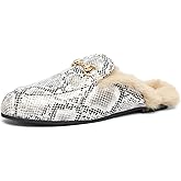 NEWBELLA Women's Faux Fur Lined Mule Slippers - Cozy Slip-On House Shoes with Round Toe, Warm Winter Indoor & Outdoor Shoes for Fall & Winter