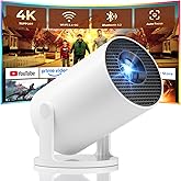 Mini Projector, Portable Projector with Wifi and Bluetooth, Built in Apps | Support 4K 1080P, 180&deg; Rotation, Auto Keystone, Movie Projector Compatible With HDMI/USB/TV Stick/Smartphone/Laptop
