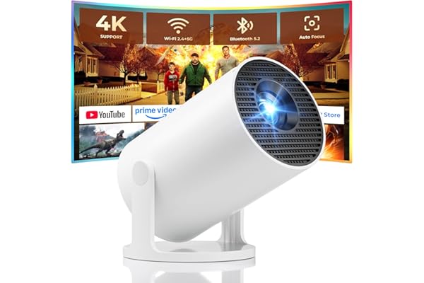 Mini Projector, Portable Projector with Wifi and Bluetooth, Built in Apps | Support 4K 1080P, 180° Rotation, Auto Keystone, Movie Projector Compatible With HDMI/USB/TV Stick/Smartphone/Laptop