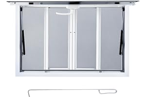 Food Truck Service Window, 53"w x 33"h Aluminum Alloy Concession Stand Serving Window with Awning, Sliding Screens, Lock & We