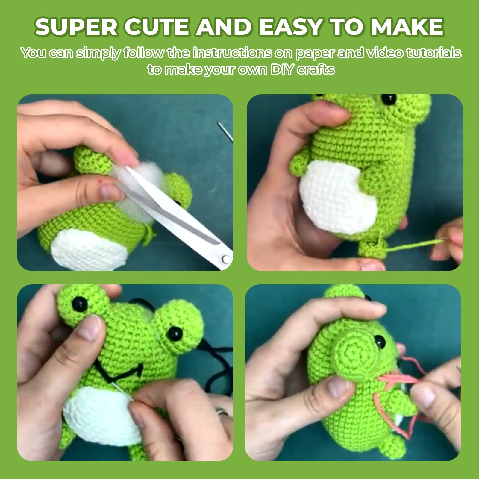 PIPAPI Crochet Kit for Beginners, 3 Pattern Animals-Owl, Penguin, Frog, Knitting Kit for Adult Kids with Step-by-Step Video Tutorials and Yarns, Hook, Accessories