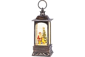 GRELUNA Snow Globe Christmas with Timer, Santa Claus Decoration LED Lantern with Glitter Great and Home Decoration
