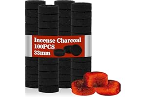 MAQIHAN 50PCS Incense Charcoal Briquettes - Charcoal Tablets Incense Burner Charcoal Burning Discs Resin Burner Grilling Quick Light Natural Charcoal Bulk Instant Fire Coals Supplies