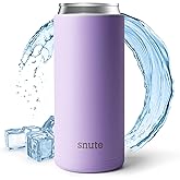 Snute Can Cooler for Beer, Soda, Sparkling Water | Vacuum Insulated Stainless Steel Drink Sleeve Holder for 12oz Can (Lavender, Slim)