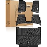 3W Floor Mats & Cargo Liner Custom Fit for Jeep Wrangler 4XE 2021-2025 2026 (Non JL/JK), All Weather TPE Rubber Heavy Duty Car Liner Trunk Mat Wrangler 4XE Accessories (Hybrid & 4 Door with Subwoofer)