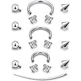 Oufksiyy 16g Septum Rings Internally Threaded Surgical Steel Septum Jewelry Lip Rings Hoop Labret Jewelry Horseshoe Earrings Daith Piercing Jewelry for Women Men 8mm 10mm 12mm Silver Gold Black