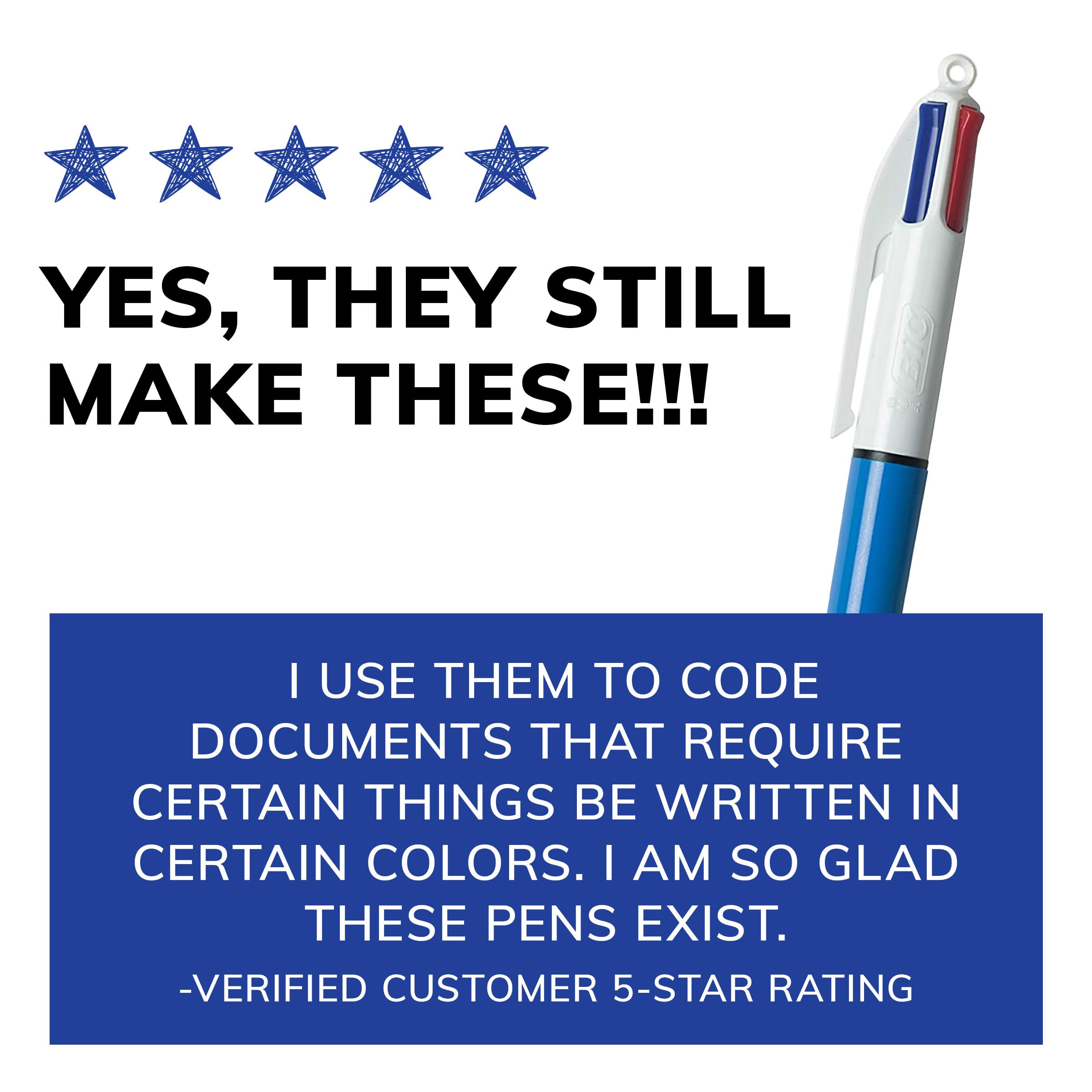 BIC 4-Color Original Retractable Ballpoint Pen with 1.0 mm Medium Point, 3-Count in Assorted Ink