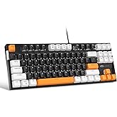 MageGee 75% Mechanical Gaming Keyboard, Brown Switch, LED White Backlit, 87 Keys Compact TKL Wired Computer Keyboards for Win