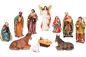 MUMTOP Nativity Set - 11 Piece 5.78 Inches Christmas Nativity Scene for Indoor Decorations, Resin Nativity Figurine Manger for Tabletop Holidays Home Chapel Christmas Decor