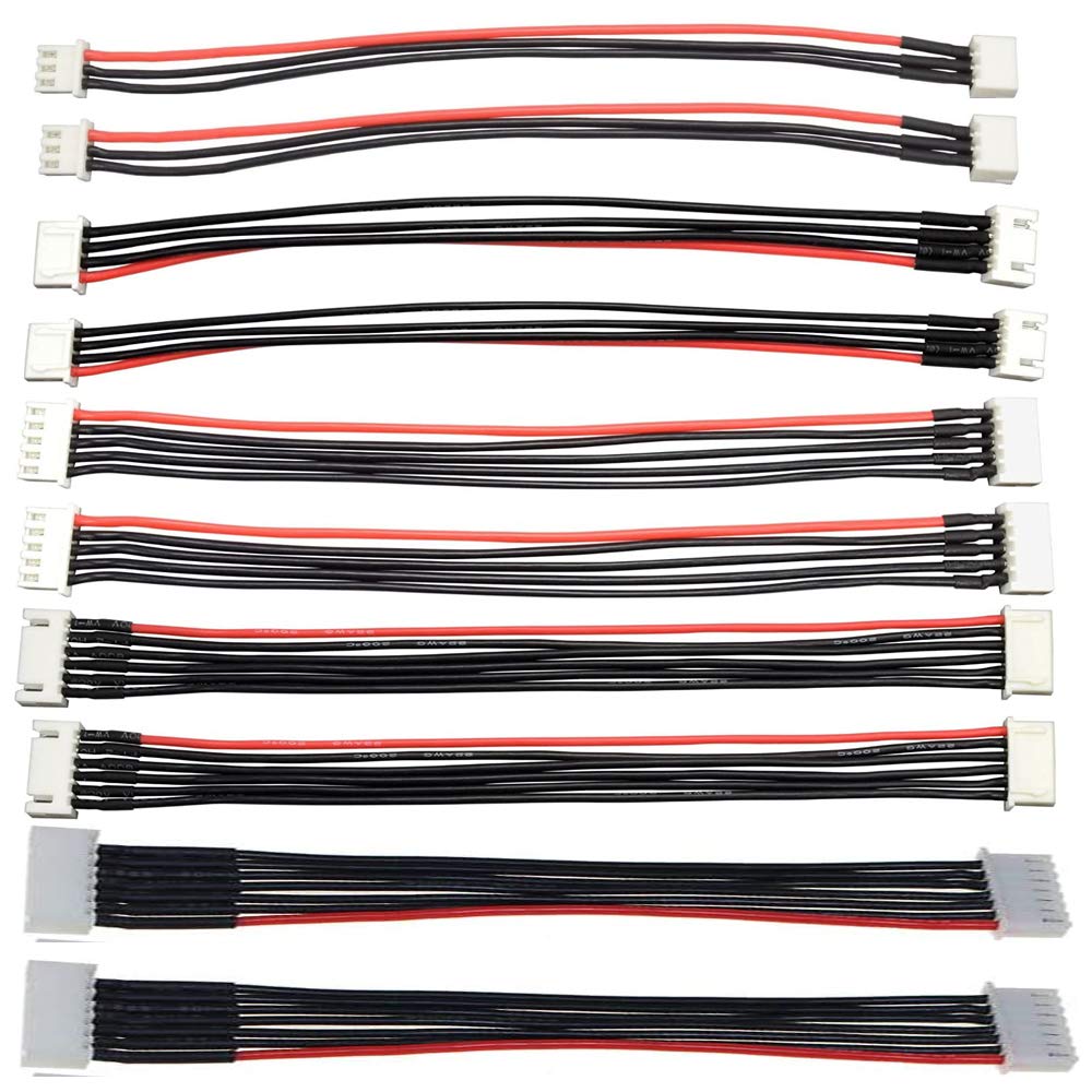 10 Pcs 5.9in JST-XH 2S 3S 4S 5S 6S 2S-6S Balance Wire Extension Cable Lead JST-XH Connector Adapter Plug with 15cm 22awg Silicone Cable