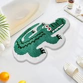 Cartoon Bath Rugs, Cute Crocodile Shape Kids Rug Shaggy Accent Bedroom Rugs Funny Home Decoration Indoor Rug Non-Slip Fluffy Bath Rugs for Bathroom, Kids Room, Bathtub, Sink, Entry Way 29''×20''