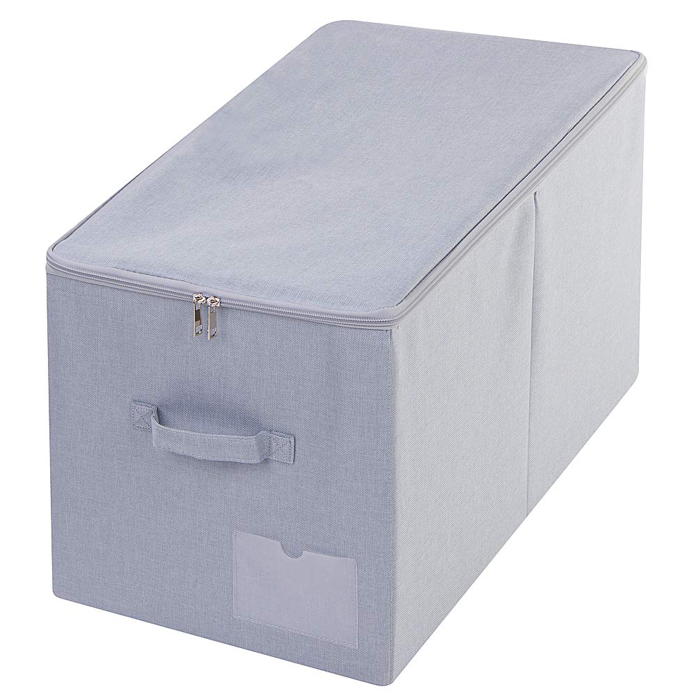 Amonsen 60L Extra Large Storage Box with Lid – Heavy Duty Foldable Organizer for Quilts, Comforters, Blankets & Seasonal Bedding | Dust-Proof Closet Container, Light Gray | Fits Wardrobe & Under Bed