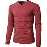 H2H Mens Casual Slim Fit Long Sleeve T-Shirts Soft Lightweight V-Neck/Crew-Neck Size XS to 3XL