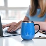 Ideus 16 oz Insulated Coffee Mug with Handle Lid Leopard Blue view 6