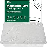 XMarrat Large Stone Bath Mat, Super Absorbent Diatomaceous Earth Bath Mat, Quick Drying Non-Slip Diatomite Stone Bath Mats for Bathroom, Easy to Clean (Light Gray, 31.5" x 19.7")