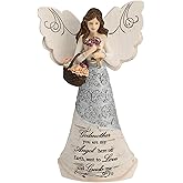 Pavilion - Elements Godmother Angel Figurine - 6-Inch, Holding Basket of Flowers, Godmother You are My Angel Here on Earth