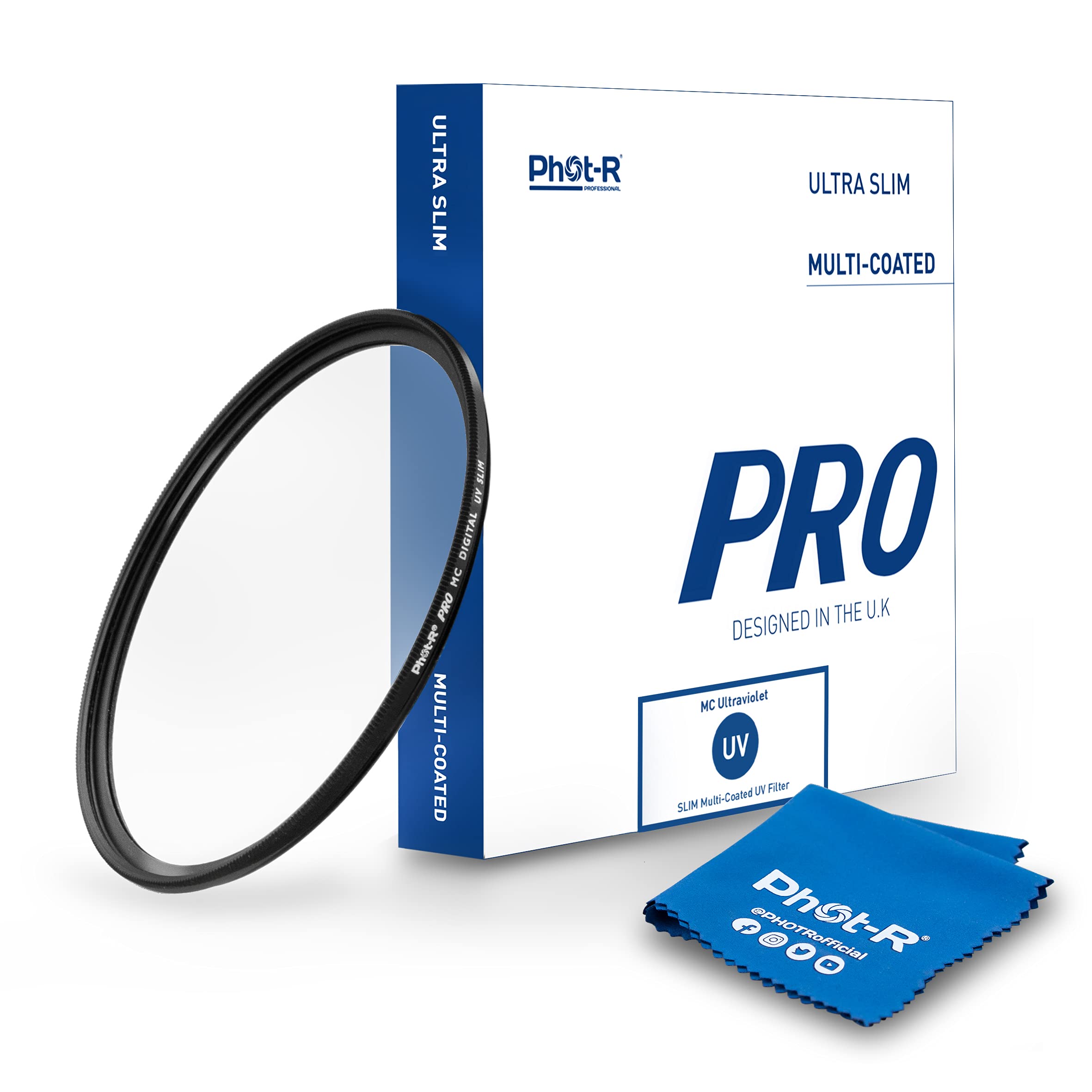 Phot-R 72mm PRO Multi-Layer UV Digital Filter Multi-Coated Ultraviolet Ultra Slim Screw In Filter Ultraviolet Protection Anti-Scratch Anti-Dust Water Repellent DSLR Camera Filter + Microfibre Cloth