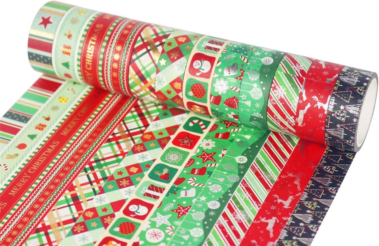 YUBBAEX Christmas Washi Tape Set Gold Foil Masking Tape Decorative for Arts DIY Crafts, Bullet Journal Supplies, Planners - Image 4