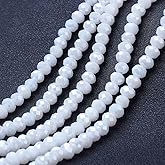 10 Strands Faceted Round Glass Beads 4mm Rondelle Briolette AB Color White Crystal Beads Bulk 1300pcs Tiny Loose Spacer Ball for Bracelets Jewelry Making