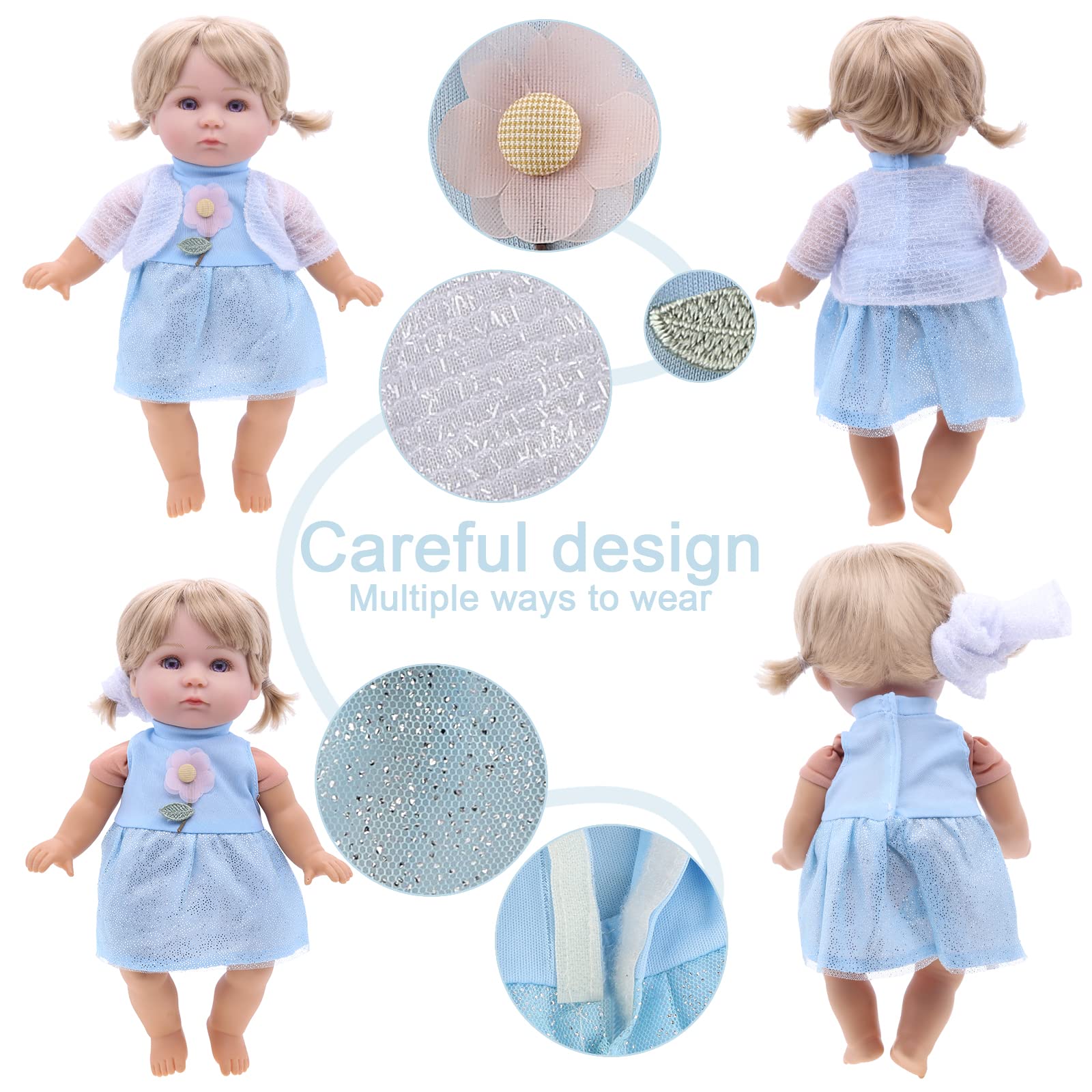 Alive Girl Baby Clothes - 6 Sets 12 Inch Baby Dolls Dress Accessories Include unicorrn Skirt Snow White Dresses Swimsuit Outfits, 12 Inch Doll Clothing for Girls Birthday Xmas Gift