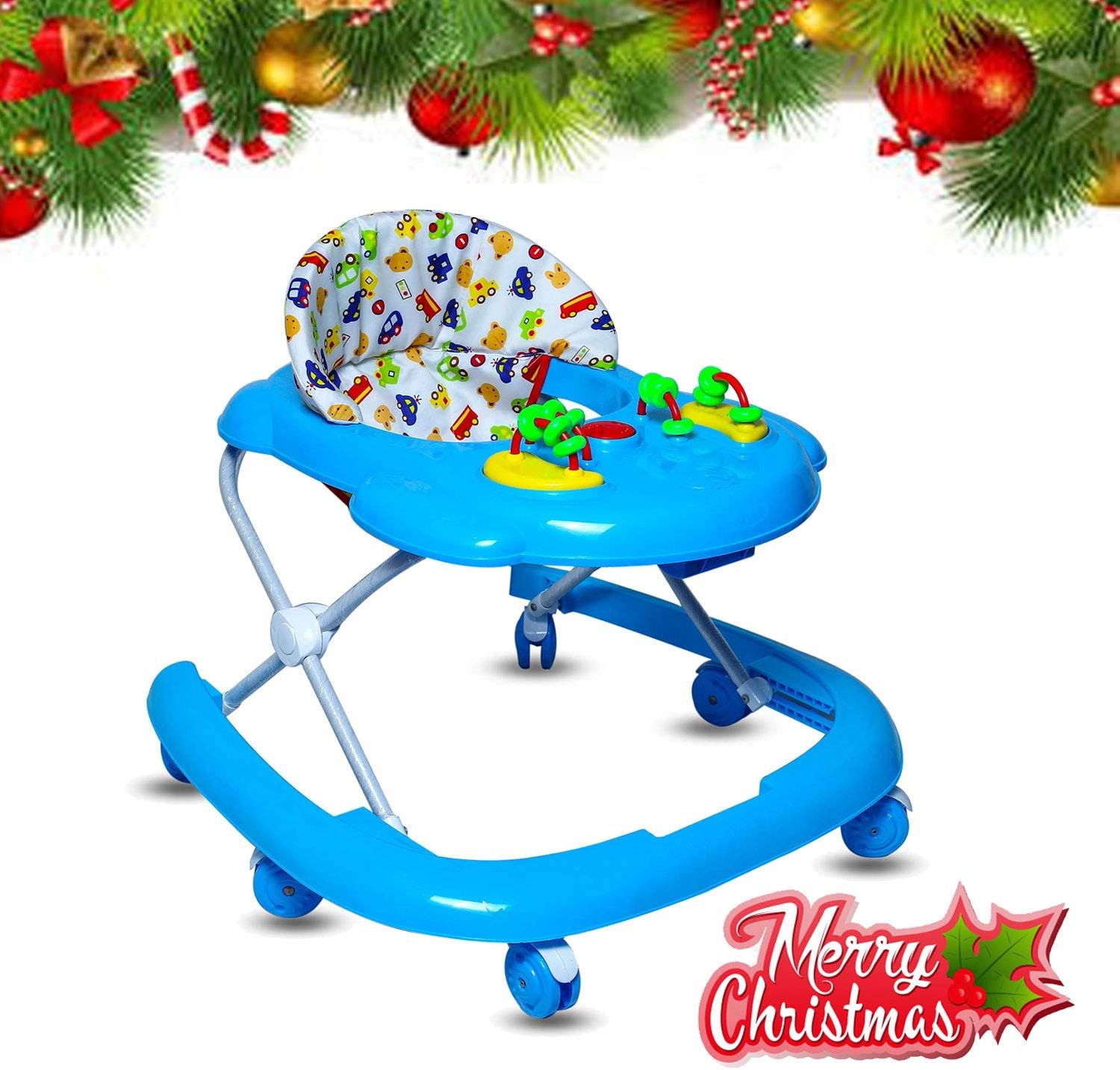 GoodLuck Baybee Galaxy Round Baby Walker for Kids with 3 Position Height Adjustable Kids Walker,Fun Toys & Activities for Babies/Childs (6 Months to 2 Years) (Blue)