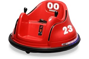 Kidzone 6V Electric Ride On Bumper Car for Kids & Toddlers 1.5-6 Years Old, DIY Sticker Baby Bumping Toy Gifts W/Remote Control, LED Lights & 360 Degree Spin, ASTM Certified