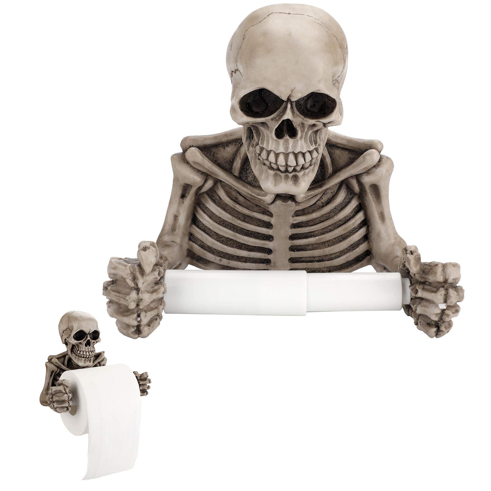 BSTKEY Skull Toilet Paper Holder, Resin Modern Wall Mount Tissue Paper Rack, 1 Roll, for Bathroom, Kitchen, Decoration, Halloween, Ghost Festival Gift