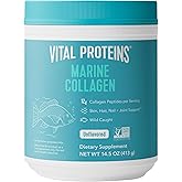 Vital Proteins Marine Collagen Peptides Powder Supplement for Skin Hair Nail Joint - Hydrolyzed Collagen - 12g per Serving -