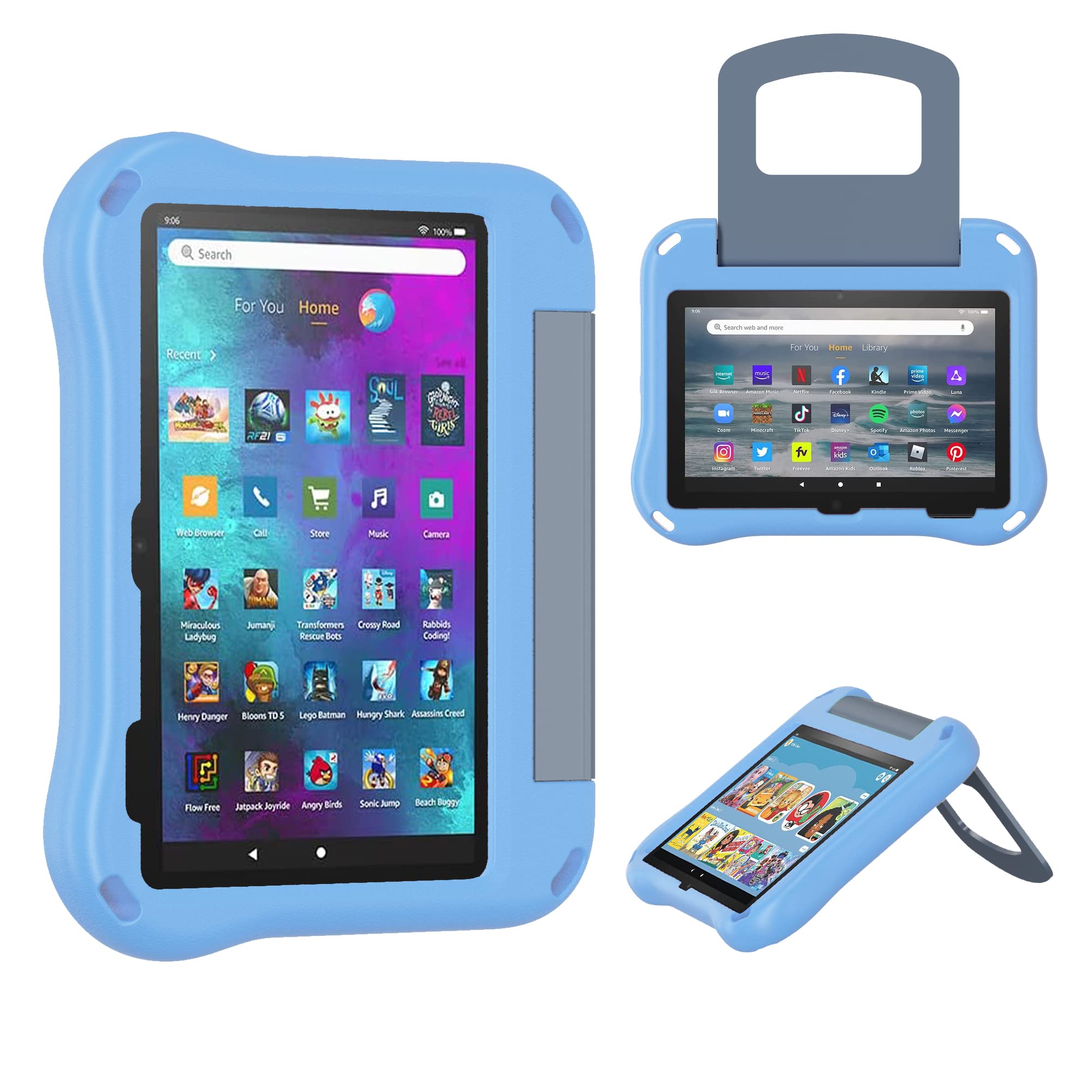 Photo 1 of (Only Compatible with 12th Generation Tablet, 2022 Release) New Case for Kids, OQDDQO Lightweight Anti-Slip Shock Resistant Kid Friendly Cover Incompatible with iPad with Stand for Tablet (Light Blue)