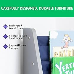 Humble Crew 4-Tier Kids Bookshelf, Grey Wood/Navy