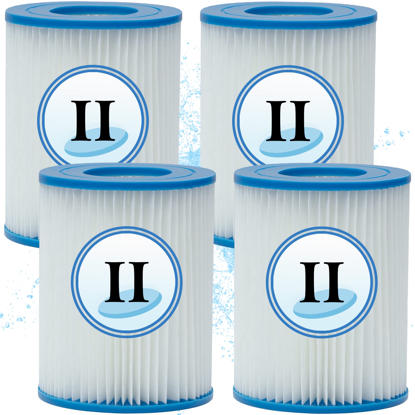 Denkmsd Filter Cartridge Type II, for Bestway 58094 - Filter Cartridge for Pool Filter, Replacement Filter for Bestway Type II, for Bestway 58383 - Filter Cartridge Type II (Pack of 4)