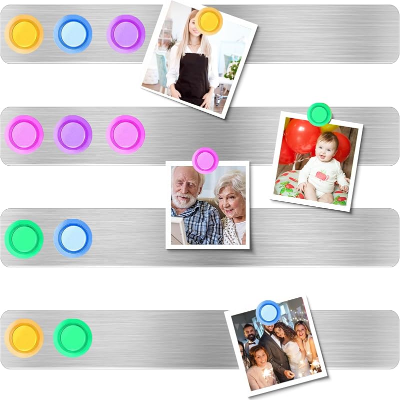 SPANN Magnetic Stainless Steel Strips 4Pcs 30cm w/ 10 Magnets Office Home