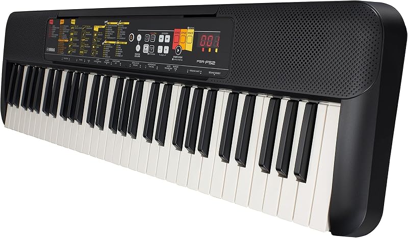 PSR-F52 Clavier Arrangeur - Un clavier compact pour les débutants avec 61 notes, 144 sonorités d'instruments et 158 styles. finition en noir