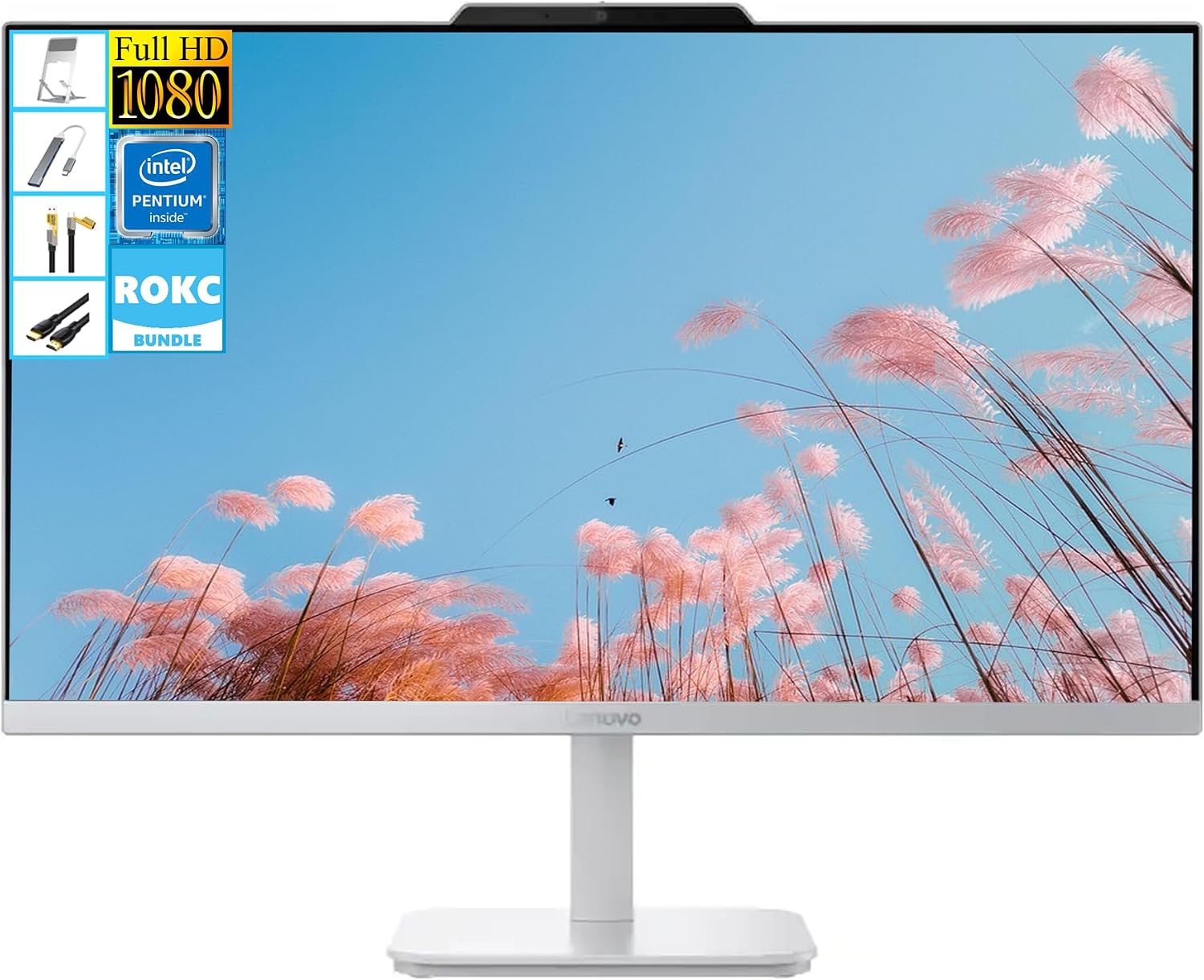 Lenovo A100 AIO Desktop| 23.8" FHD Anti-Glare All-in-One Computer|8GB RAM|256GB SSD| Intel 4-Core CPU| Webcam| Wi-Fi 6 | RJ-45|Windows 11| Weired Keyboard & Mouse| for Business & Students| RK Bundle