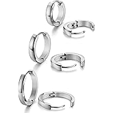 Jstyle 3Pairs Stainless Steel Mens Womens Hoop Earrings Huggie Ear Piercings Hypoallergenic 12/16/20mm