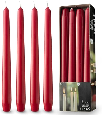 Colonial Candle Unscented Taper Candles - Hand-Dipped Red, 10 Inch, Pack Of 6 (Up To 8 Hour Burn) - View #9
