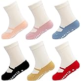 Looching Pack of 6 Infant Toddler Cotton Non-Slip Socks with Grips Cute Ballet Style Baby Boys Girls Ankle Socks