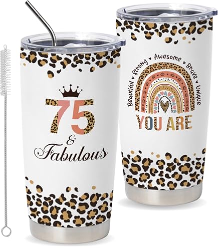 50th Birthday Gifts For Women - 20 Oz Stainless Steel Tumbler, Vacuum Insulated, 1975 Themed (Great For Her, Mom, Friend)