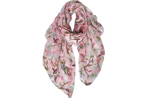 GERINLY Scarfs for Women Lightweight Floral Birds Print Cotton Scarves and Wraps for Spring Shawl