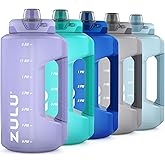 ZULU Goals 64oz Half Gallon Plastic Water Bottle with Straw and Time Marker | Large Reusable Jug with Handle and Leak Proof Lid for All Day Hydration, Gym and Outdoors, Gift Ready, Violet