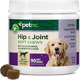 PetNC Natural Care Hip and Joint Soft Chews for Dogs, 90 Count - 27591 | Glucosamine Chondroitin MSM Dog Chews with Hyaluronic Acid, Liver Flavored Bone &amp; Joint Support Supplement, For All Breeds
