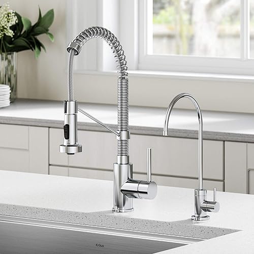 Kraus KPF-1610-FF-100CH Bolden Commercial Style Pull-Down Kitchen Purita Water Filter Faucet Combo, Chrome