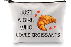G2TUP Croissant Lover France Gift Who Loves Croissants Makeup Bag Baker Bread Lover Cosmetic Bag Baking Lover Gift (Who Loves Croissants MB)
